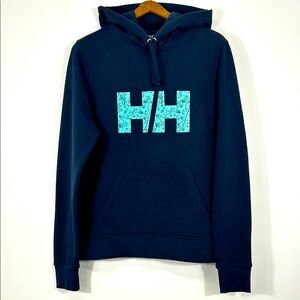 Helly Hansen Hoodie Women's Large Hike Camp Outdoors Pocket Logo Blue Walk Run